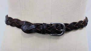 HOLLISTER Belt Size XS/S Vintage 90s California Brown Braided Logo Leather